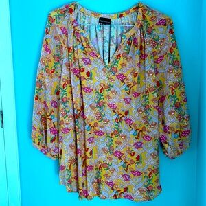 Women’s JNY yellow floral blouse 1X